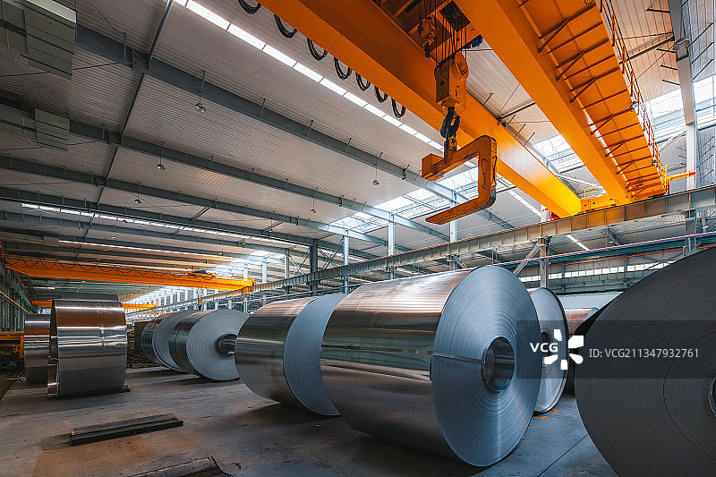 现代金属工业铝业新材料科技工厂生产线图片素材