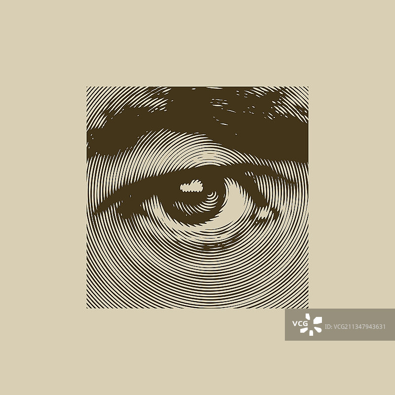 带有抽象人眼和字母的方形banner图片素材