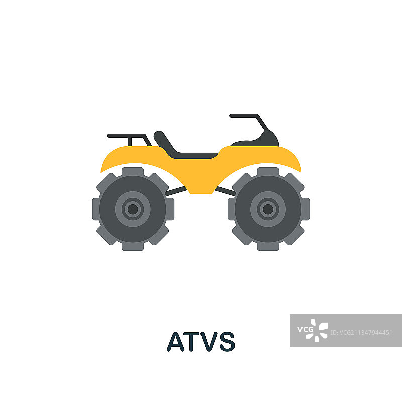 沙滩车扁平图标彩色标志（短途旅行系列）图片素材