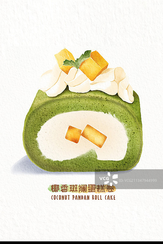 椰香斑斓蛋糕卷图片素材