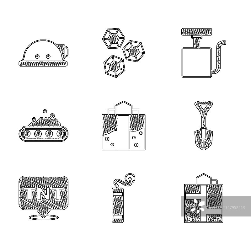 矿井入口、炸药与铲子图片素材