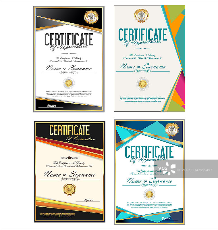 彩色证书设计图片素材