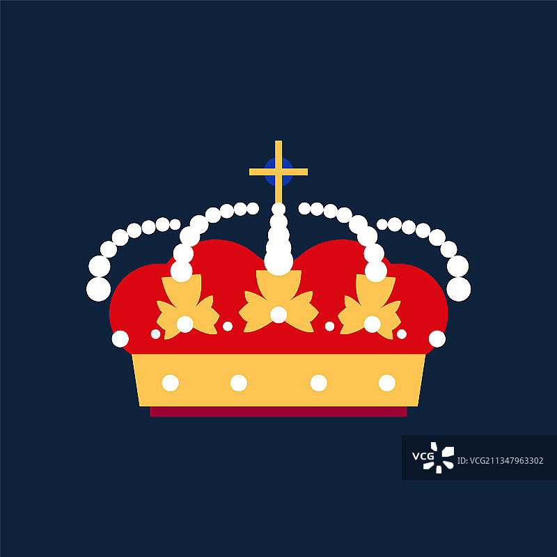 金色国王皇冠图标扁平卡通图片素材