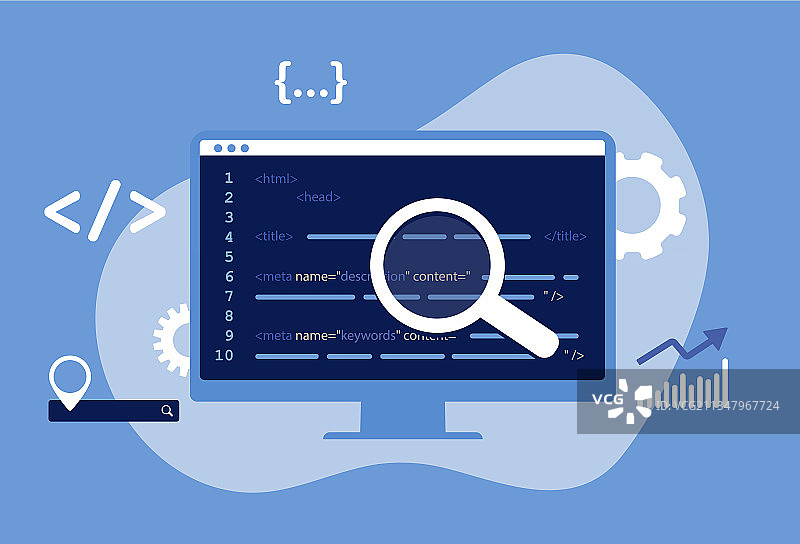 SEO元数据优化概念图片素材