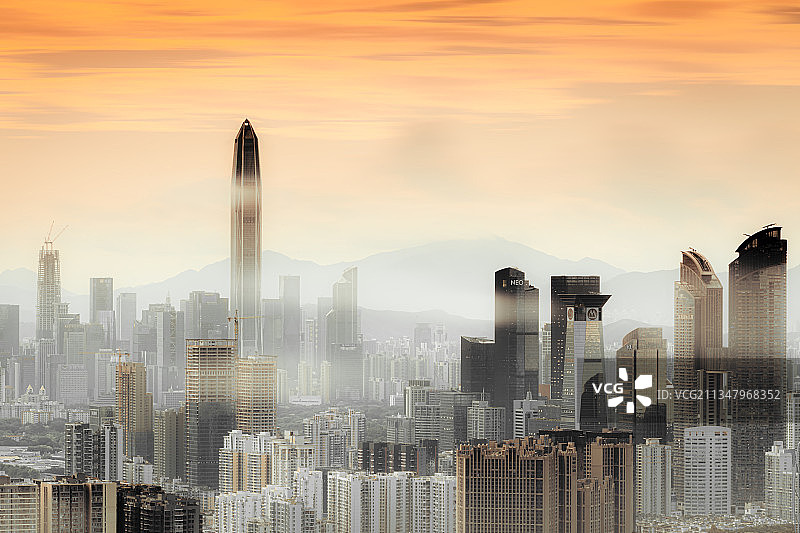 中国广东深圳清晨都市风光图片素材