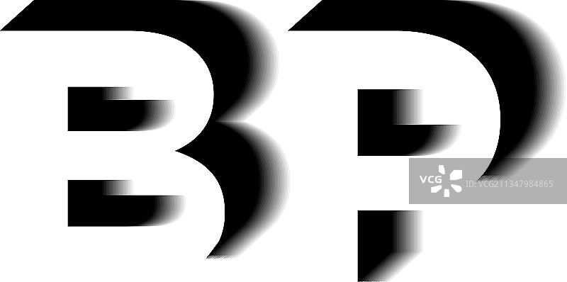 BP单字母阴影形状风格图片素材