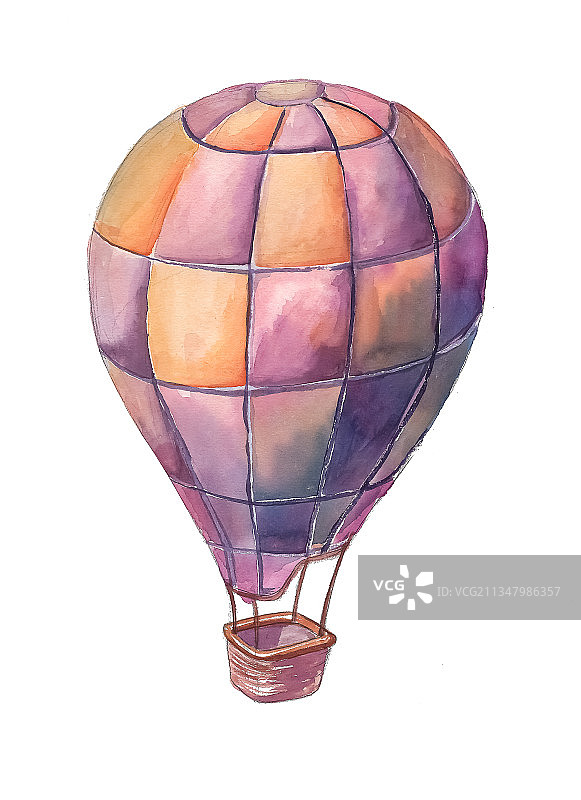 热气球水彩插画图片素材
