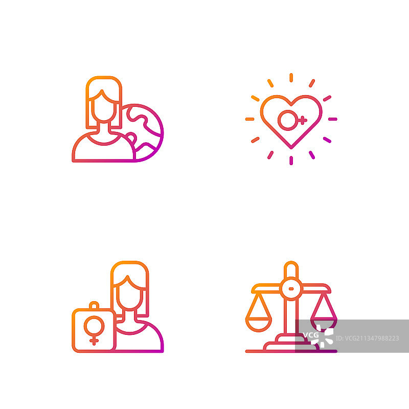 女权主义者平等活动女性线条图标图片素材