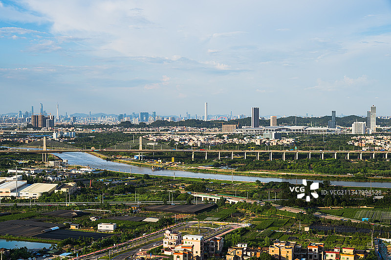 广州南站高铁站周边风光，高速公路，河流，乡村风景，农村图片素材