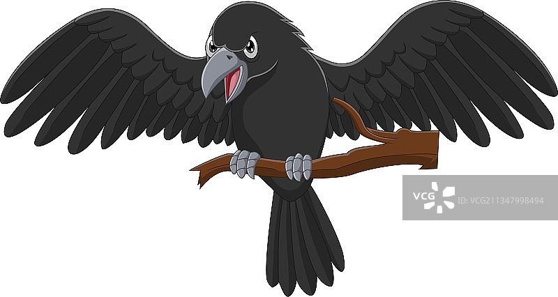 树枝上的卡通乌鸦图片素材