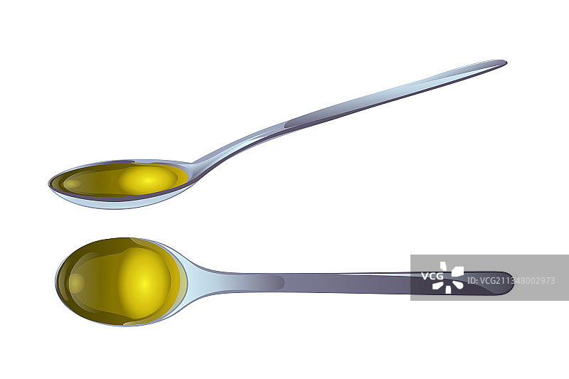 勺子里的黄色橄榄油图片素材