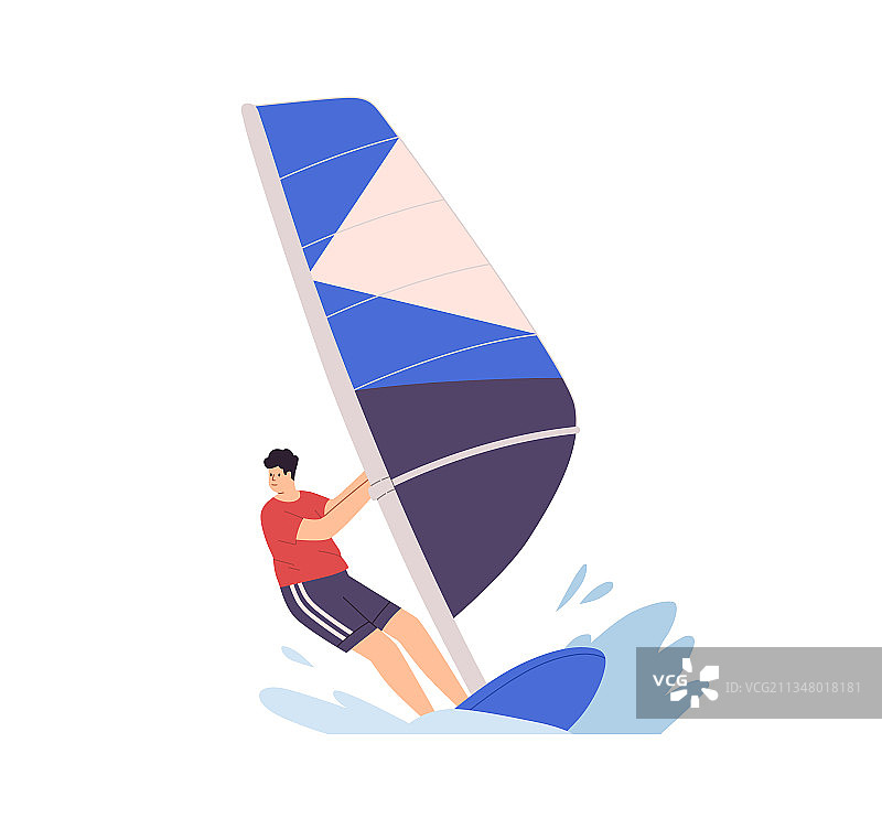 男人在帆板上冲浪图片素材