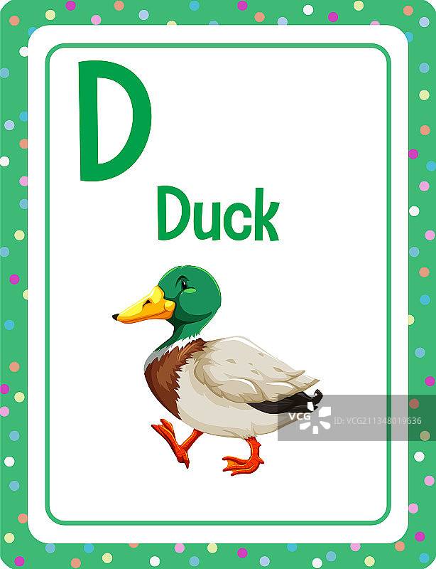 字母D鸭子单词卡图片素材