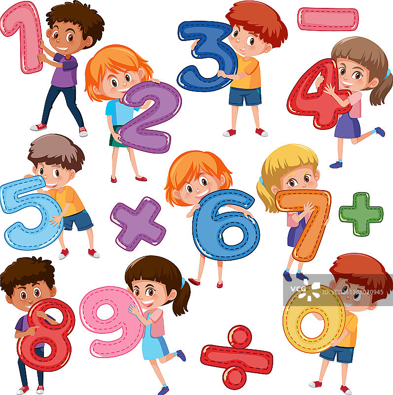 儿童手持数学数字图片素材