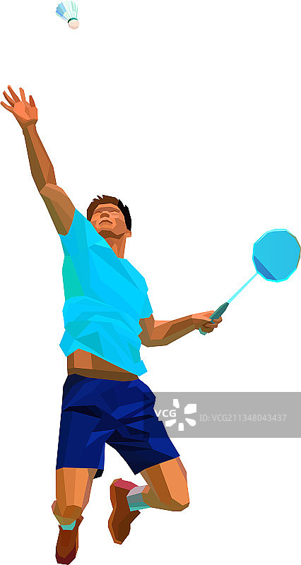 多边形专业羽毛球运动员图片素材