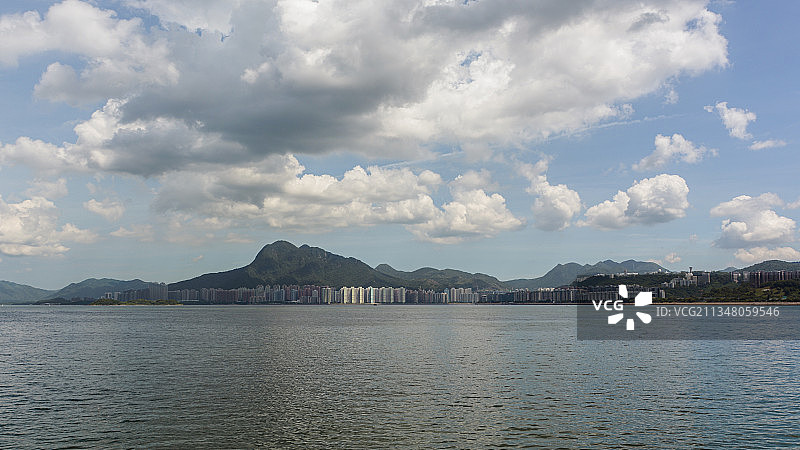 海天一片//香港新界吐露港 大埔 科学园 大湾区 骑行图片素材
