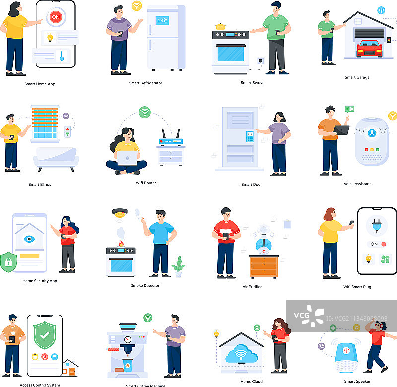 智能家居技术扁平设计图片素材