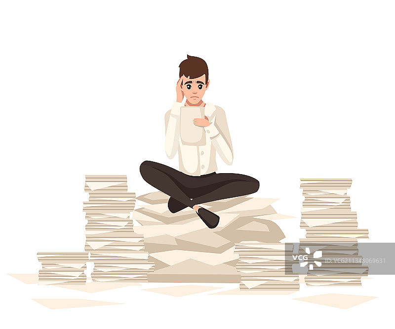 办公室加班的男人卡通人物设计图片素材