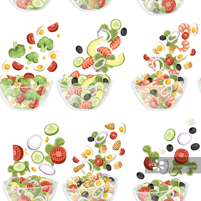 蔬菜沙拉无缝图案图片素材