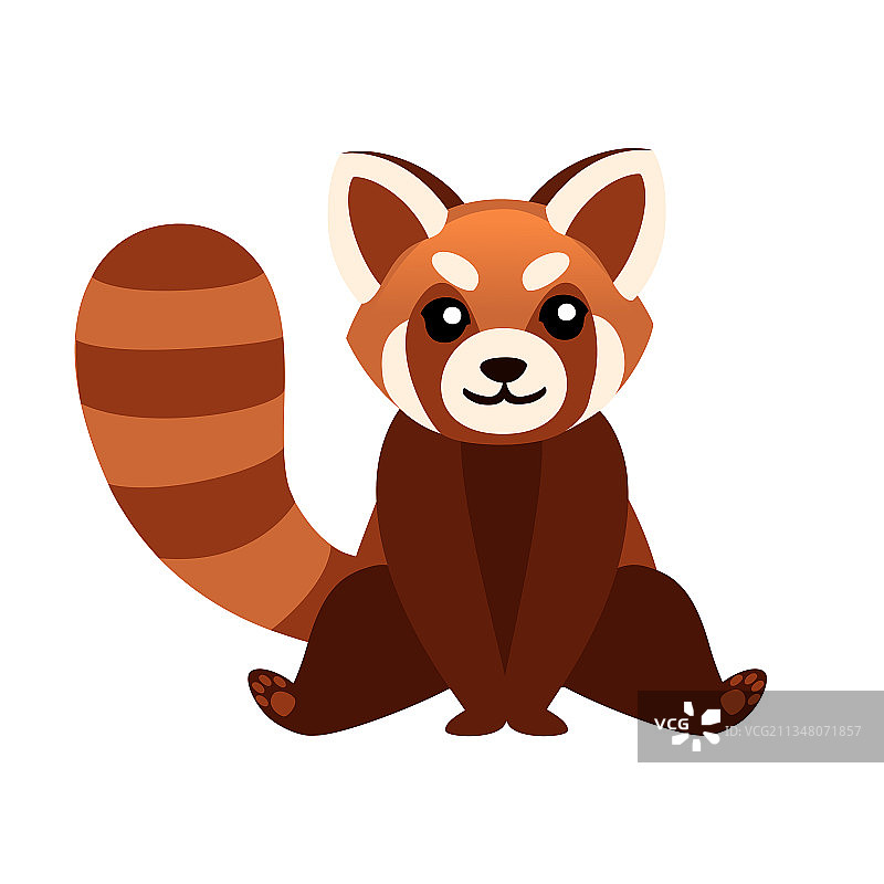 卡通红色小熊猫坐在地上图片素材