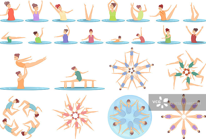 花样游泳图标卡通合集图片素材