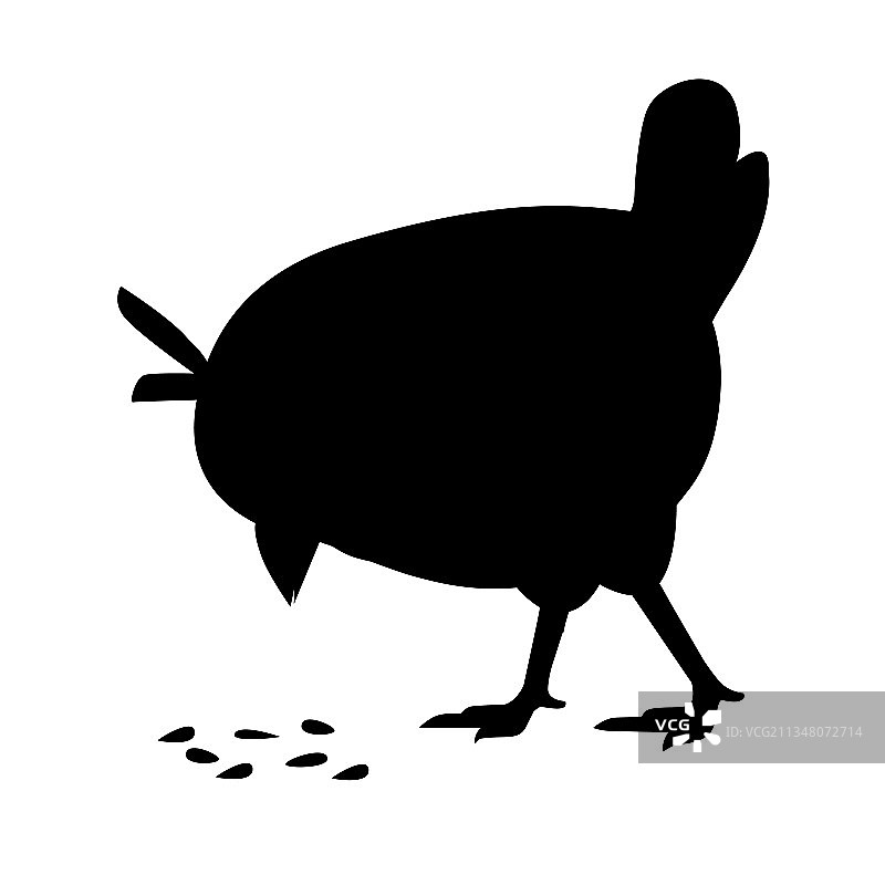 站立的可爱小鸡黑色轮廓图片素材