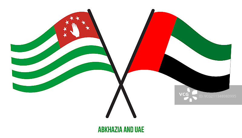 阿布哈兹和阿联酋国旗交叉飘扬图片素材