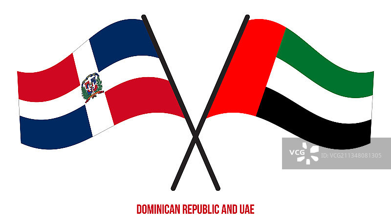 多米尼加共和国与阿联酋交叉旗帜图片素材