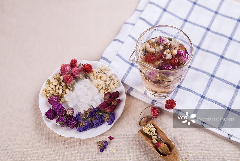 养生花茶，降火花茶，玫瑰养颜茶，花茶图片素材
