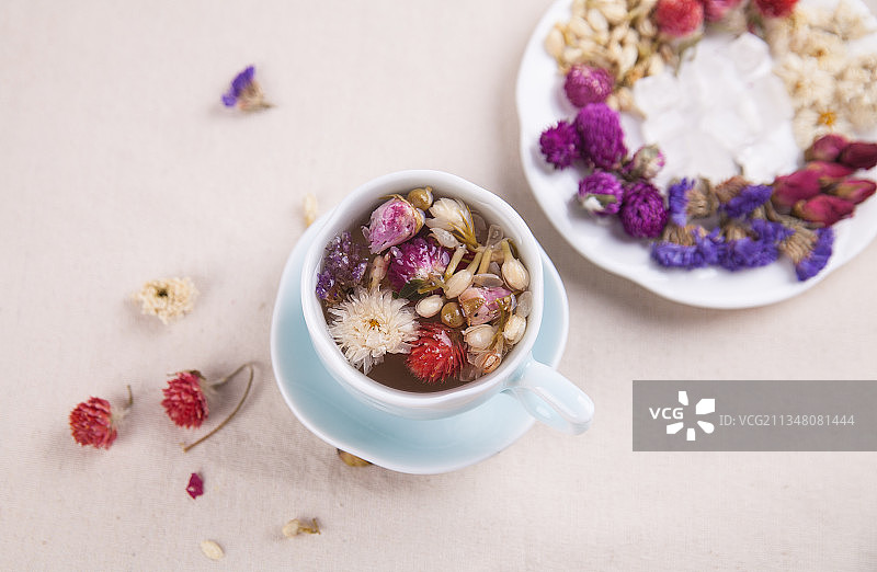 养生花茶，降火花茶，玫瑰养颜茶图片素材