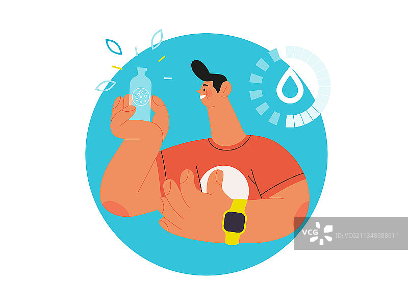 跑步者 - 手持水瓶的年轻男人图片素材