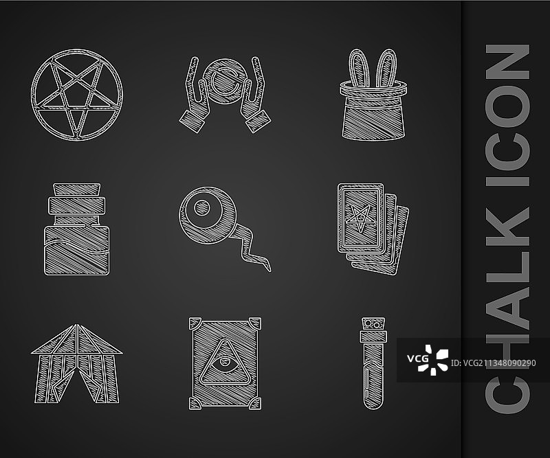 眼睛、古代魔法书和药水瓶图片素材