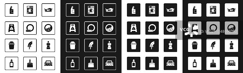 设定温度洗涤餐具和湿地板图片素材