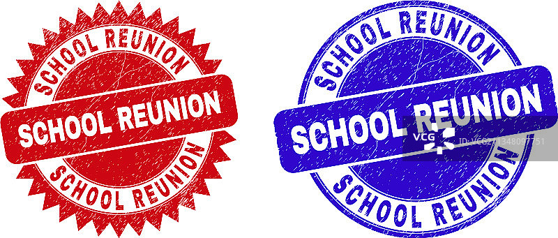 学校聚会圆形花结印章图片素材