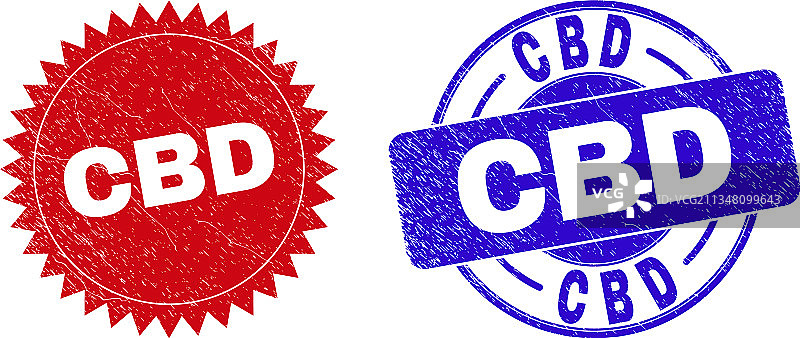 CBD圆形花结印章，做旧质感图片素材