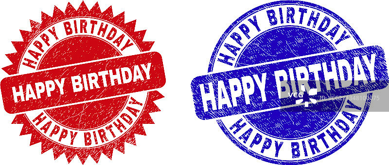 生日快乐圆形花结印章图片素材