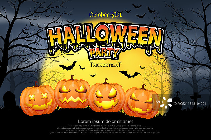 砾石草地上四个头的幽灵南瓜图片素材