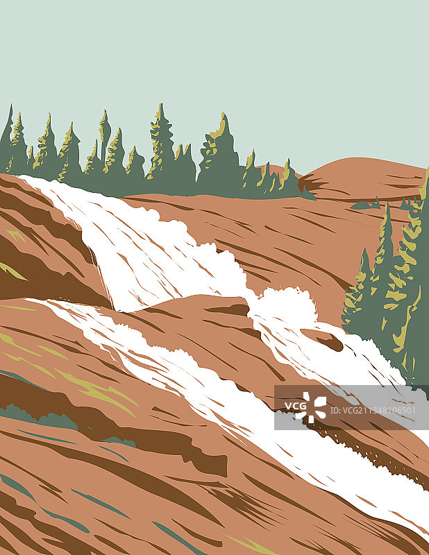 内华达山脉图奥勒米河水车瀑布图片素材