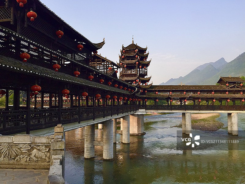 古老的风雨桥图片素材