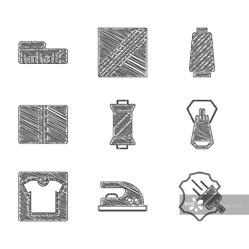 线轴上的缝纫线电熨斗皮革图片素材