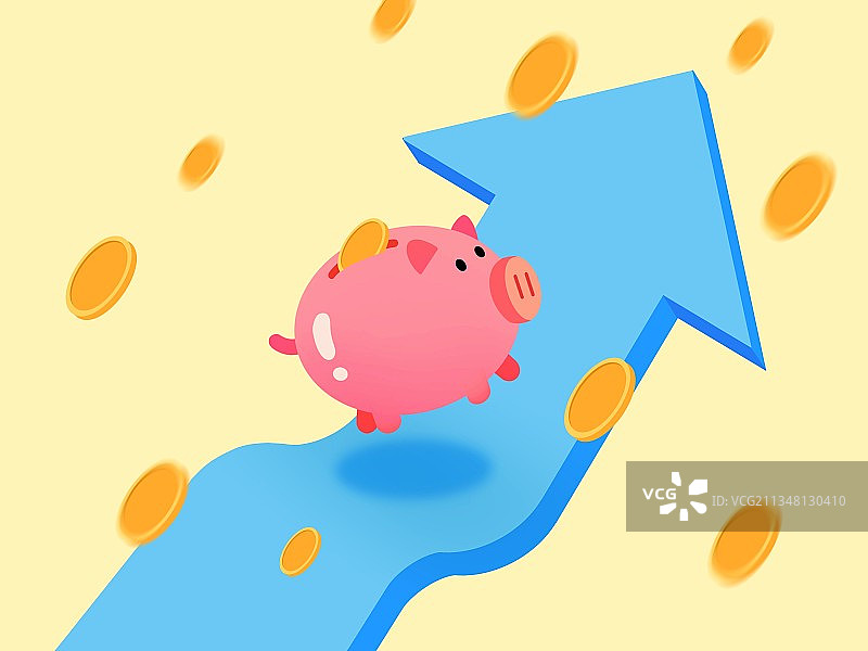 金融行业存钱罐小猪金币插画图片素材