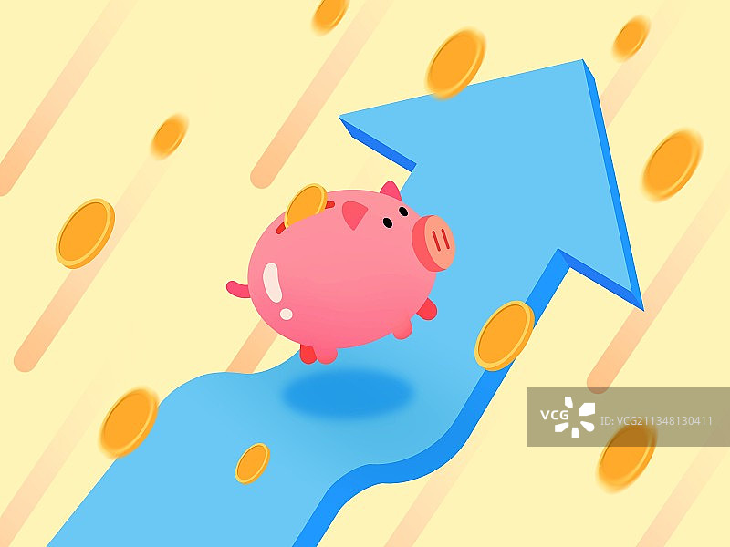 金融行业存钱罐小猪金币插画图片素材