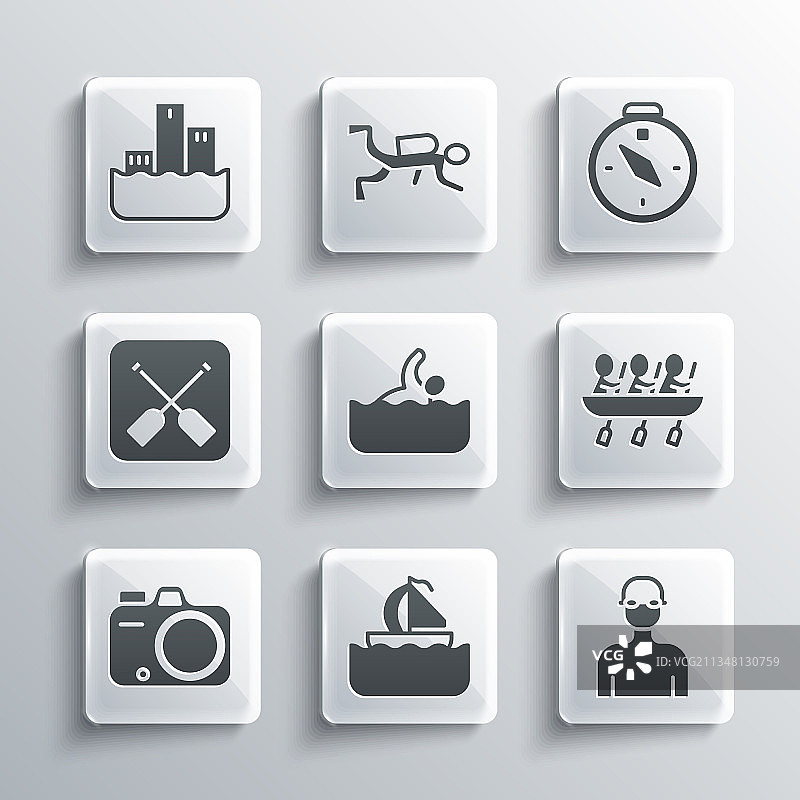 游艇帆船游泳者独木舟赛艇队图片素材