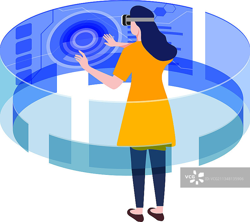 使用VR技术的商务女人图片素材