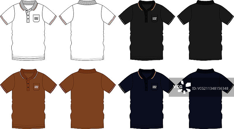 Polo衫平面草图模板图片素材