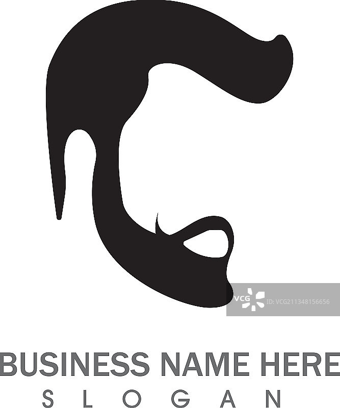 男士胡须黑发Logo符号图片素材