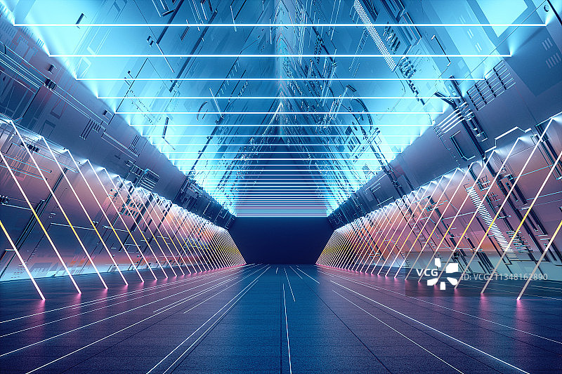 3D现代抽象霓虹灯空间背景图片素材