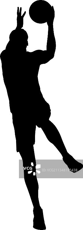 白色背景上的篮球运动员剪影图片素材