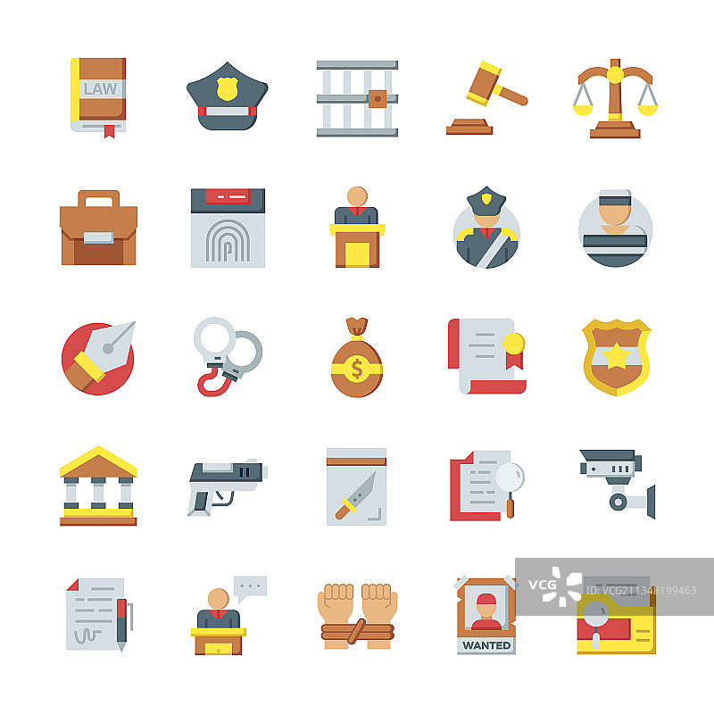 扁平风格的司法图标图片素材