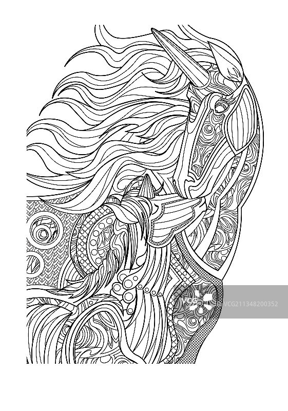 母独角兽亲吻她的宝宝（无色）图片素材